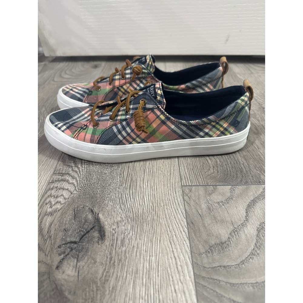 Sperry Crest Vibe Womens Plaid Canvas Sneakers Multi-Color STS84920 Size‎ 10